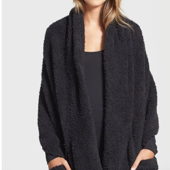 💕BAREFOOT DREAMS💕 Cozychic Lite Travel Shawl ~ Charcoal One Size NWT - Picture 8 of 8